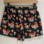 Jenna & Jessie black with red flowers shorts size girl Large (14) Photo 0