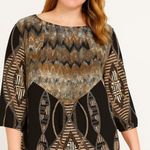 Anthropologie Fig & Flower Geometric Black and Tan Women's Top Size 2X Photo 0