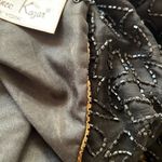 Laurence Kazar Vintage Laurence Kazan Sequin Beaded Blouse Black Gold Embellished XL Photo 5