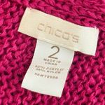 Chico's  2 Crochet Open Knit Sweater Top Textured Size M Bengali Pink Tessa Photo 4