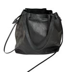 Madewell The Drawstring Transport Tote Saddle Bag Purse Black Leather Women's Photo 7
