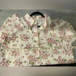 Alfred Dunner Floral Striped 3/4 Sleeve Collared Button Down Semi Sheer Size 14 Photo 12