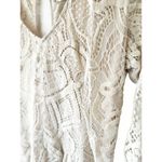 Johnny Was Cream Crochet Lace 3/4 Sleeve V-Neck A-Line Mini Dress Size Small Photo 6