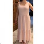 Daily Ritual Cozy Ribbed Tiered Tank Dress XS Pink Photo 2