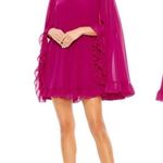 Mac Duggal 55407 High Neck Ruffle Cape Fuchsia (Pink) Chiffon Mini Dress, Size 8 Photo 10
