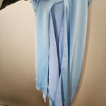 Ramy Brook  Dress Amanda Misty Blue Halter Midi Cocktail Formal Neutral Belted Photo 5