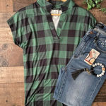 Heimish USA Green & Black Buffalo Check Top | NWT | Soft & Stretchy Small Photo 0