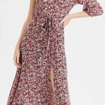 American Eagle Women’s XS  Multi Floral One Shoulder Slit Tie Waist Midi Dress Photo 0