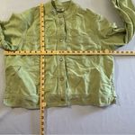 J Jill • Linen Blend Jacket Size L Petite Lime Green Front Pockets Blazer Photo 10