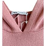 ZARA Hoodie Top Pink Terry Sleeveless Cotton Cropped Medium NWOT Photo 3