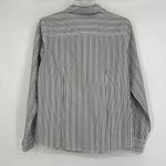 Foxcroft  Non Iron Fitted Button Up Shirt Black White Stripe Long Sleeve Size 8P Photo 4