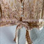 Cleobella  Boho Floral Puff Sleeve Tie-Front Blouse Top Size S - Amina Photo 3