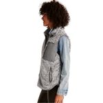 Abercrombie & Fitch Vest Women Small Sherpa Fleece Jacket Gray Leather Pocket S Photo 12