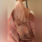 Talbots  Pink Orange White Multi-Color Tweed V Neck Fully Lined Midi Dress Sz 8 Photo 4