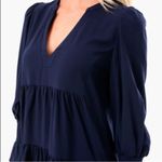 Pomander Place X Tuckernuck Navy Blue Crepe Kenzo Dress Tiered Ruffle Coastal Size M Photo 4