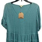 Kori America Medium Blue Swiss Dot Womens Babydoll Short Dress Photo 2