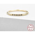 Boutique NEW‎ Women's Dainty 14k Gold Plated S925 Black Melee Diamond Ring Size 7 Photo 9