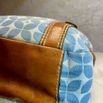 Fossil Blue And Ivory Floral Pattern Canvas Bag Brown Leather No Key Photo 9