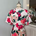 Eliza J Pink Floral Scuba Sheath Dress with Puffy Statement Sleeves Size 6 Photo 5
