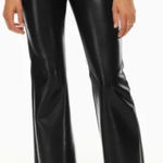 Aritzia Wilfred Beatrix Pants Flared High Waist Faux Leather Black Size 10 Photo 0