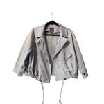 Lysse New York Blue Cropped Trench jacket Drawstring Hem Collared Coat Size L Photo 1