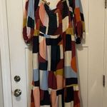 Eloquii New Eloquiii Abstract Long Sleeve Smocked Square Neck Ruffle Maxi Dress Size 26 Photo 1