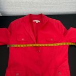 New York And Company  Coral Linen Belted Button Up Jacket Blazer Size 14 FLAWED Photo 14