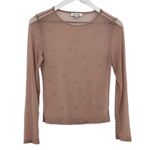 Dizzylizzy Blush Pink Sheer Pearl Long Sleeve Shirt Size Medium Photo 0