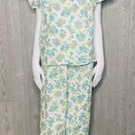 Vintage floral lace collar pajama sleepwear shirt and pants size 38 cotton 1960 Blue Size M Photo 9