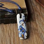 Beautiful Handcrafted‎ Blue/White Porcelain Pendant Necklace Retro Chinese Style White Photo 5
