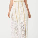Anthropologie Foxiedox Metallic Gold Lace Overlay Eyelash Hem Lined Maxi Dress L Photo 6