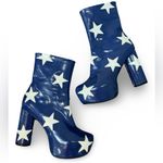 Blue platform ankle boots with white stars wonderwoman go go women’s size 8 Photo 0