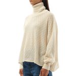 Chloé Pointelle Wool Alpaca Silk Turtleneck Sweater Iconic Milk Cream Size Small Photo 3
