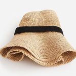 J.Crew NWT  Wide Brim Foldable Raffia Straw Hat Size S-M Photo 1