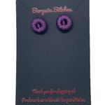 New purple crochet button earrings metal stud earrings retro summer earrings Photo 0