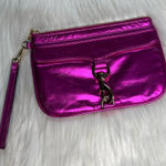 Rebecca Minkoff Metallic Magenta Skinny Wristlet Gold front Pink Photo 0