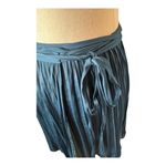Anthropologie  Skirt Women‎ Small Teal Blue Satin Pleated Mini Tie Waist Wrap Photo 6