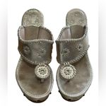 Jack Rogers Marabella Thong Sandal Whipstitch Shoe Metallic Gold Wedge Size 9 Photo 4