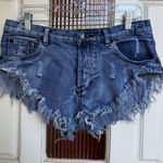 One Teaspoon  Denim Cutoff Shorts Distressed Frayed Hem Blue Size 27 Photo 0