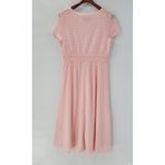 Perceptions Womens Lace Dress L Pink A Line Smocked Waist V Neck Short Sleeves Photo 1