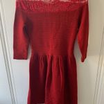 Jessica Simpson Red Sweater Lace Fit & Flare Dress Photo 5