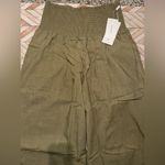 Amazon NWT One Size Olive Green Wide Leg Gaucho Casual Full Length Pants Photo 1