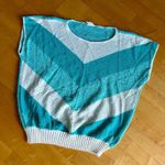 Vintage Centennial Knits Chevron Cap Sleeve 80s Sweater, Teal, White, Size L Blue Size L Photo 14