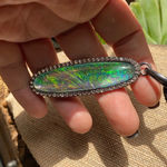 Iridescent Stone Pendant with rhinestones Necklace Green Photo 3