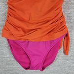 Lauren Ralph Lauren One Piece Swimsuit Womens 8 Orange Pink Ruched Halter Tie Photo 7