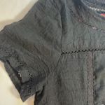 Umgee  Floral Embroidered Black Tunic Dress Lined Boho Crochet Cotton Size S‎ Photo 7