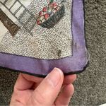 Vintage Silk Apple Tree Basket Scarf Fall Womens Cream Purple Photo 4