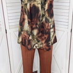 Dress Barn  Tie Dye Flutter Sleeve Tunic Top‎ Shirt Brown Black 1X Photo 0