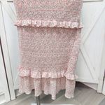 Mabel Daphne Ditsy Flower Ruffe Trim Smocked Midi Long Tube Dress Pink Large Photo 8