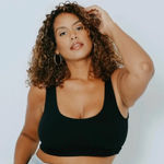 Klassy Network  Henley cropped bra top scoop neck ribbed Black Size XS Photo 0